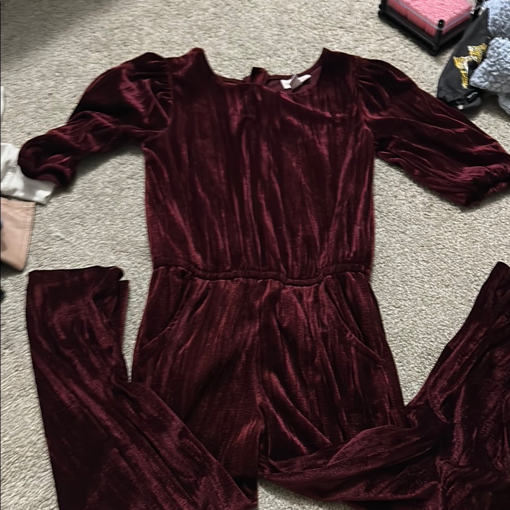 Cat & Jack Burgundy Velvet Kids One Piece